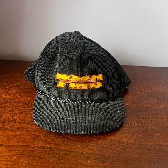 Vintage Black TMC Corduroy Cap Hat EUC - Picture 1 of 5